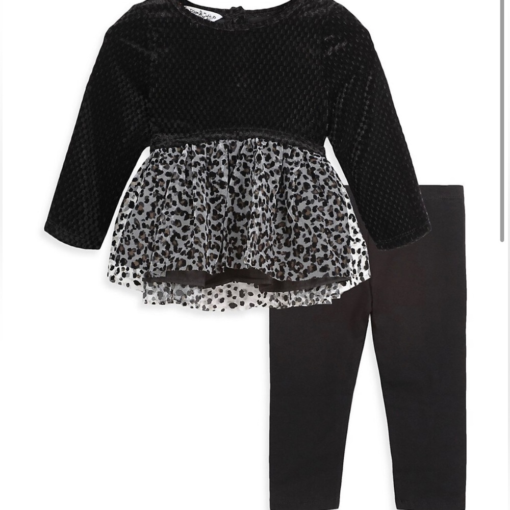 Pippa and Julie 2-Piece Velvet Peplum Top & Leggings Set